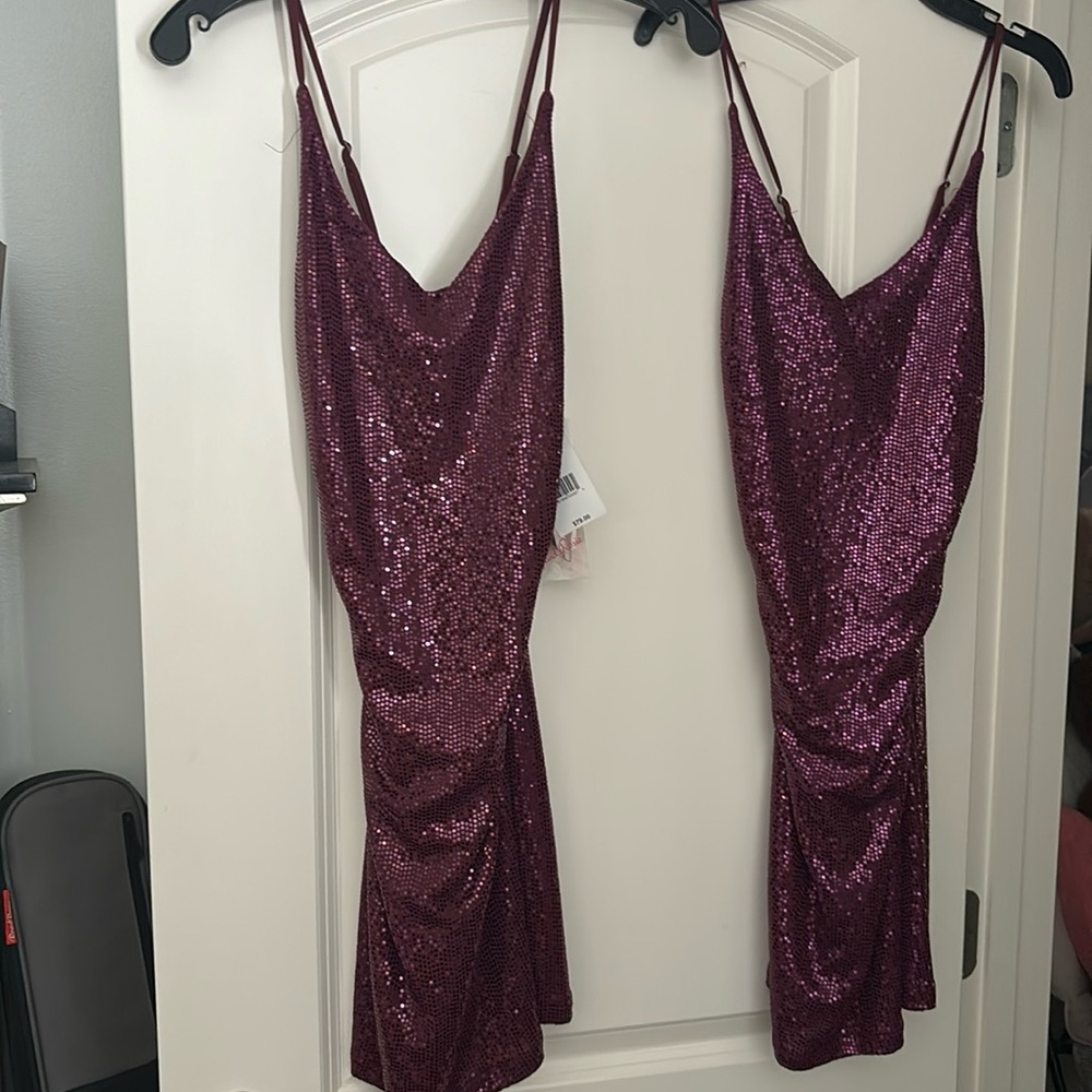 purple sequin HOMECOMING dress (*2 identical dresses(xs & small)sold together)
